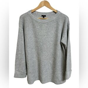 Talbots Gray Waffle Knit Sweater Size M | Soft Textured Crewneck Pullover